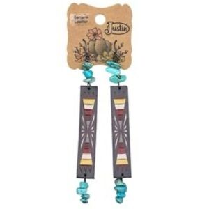 Justin Boots Turquoise and Brown Earrings